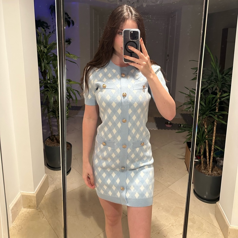 Blue plaid dress